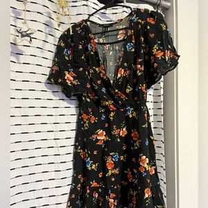 Short black flowered dress